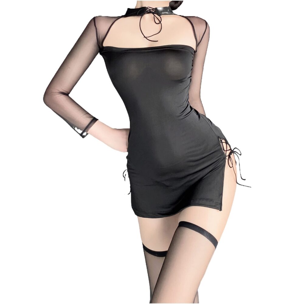 7876 Chinese Cheongsam Lingerie Retro Print Dress Sexy Anime Cosplay
